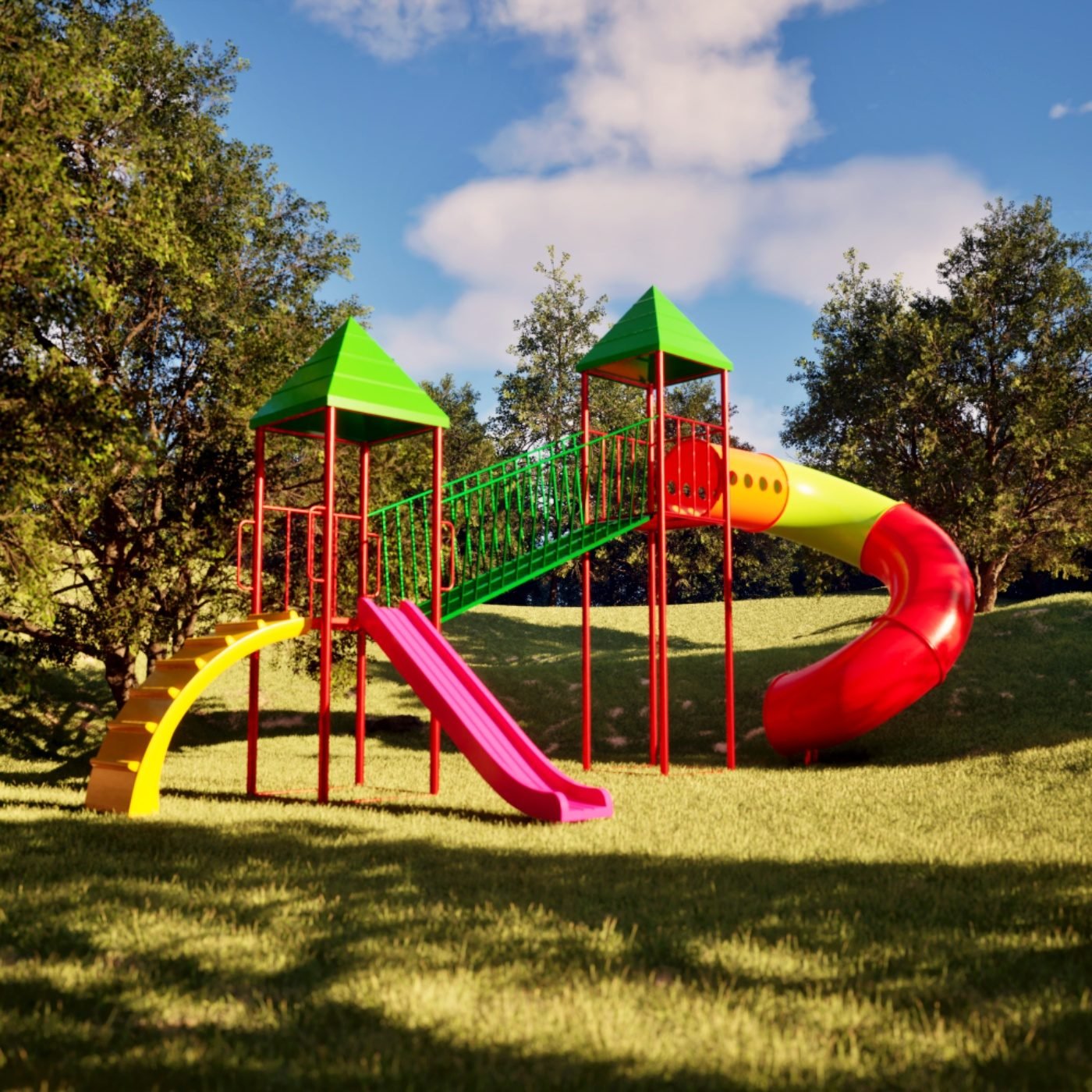 Mangrullo de dos torres con tobogán rulo (Cod 249)