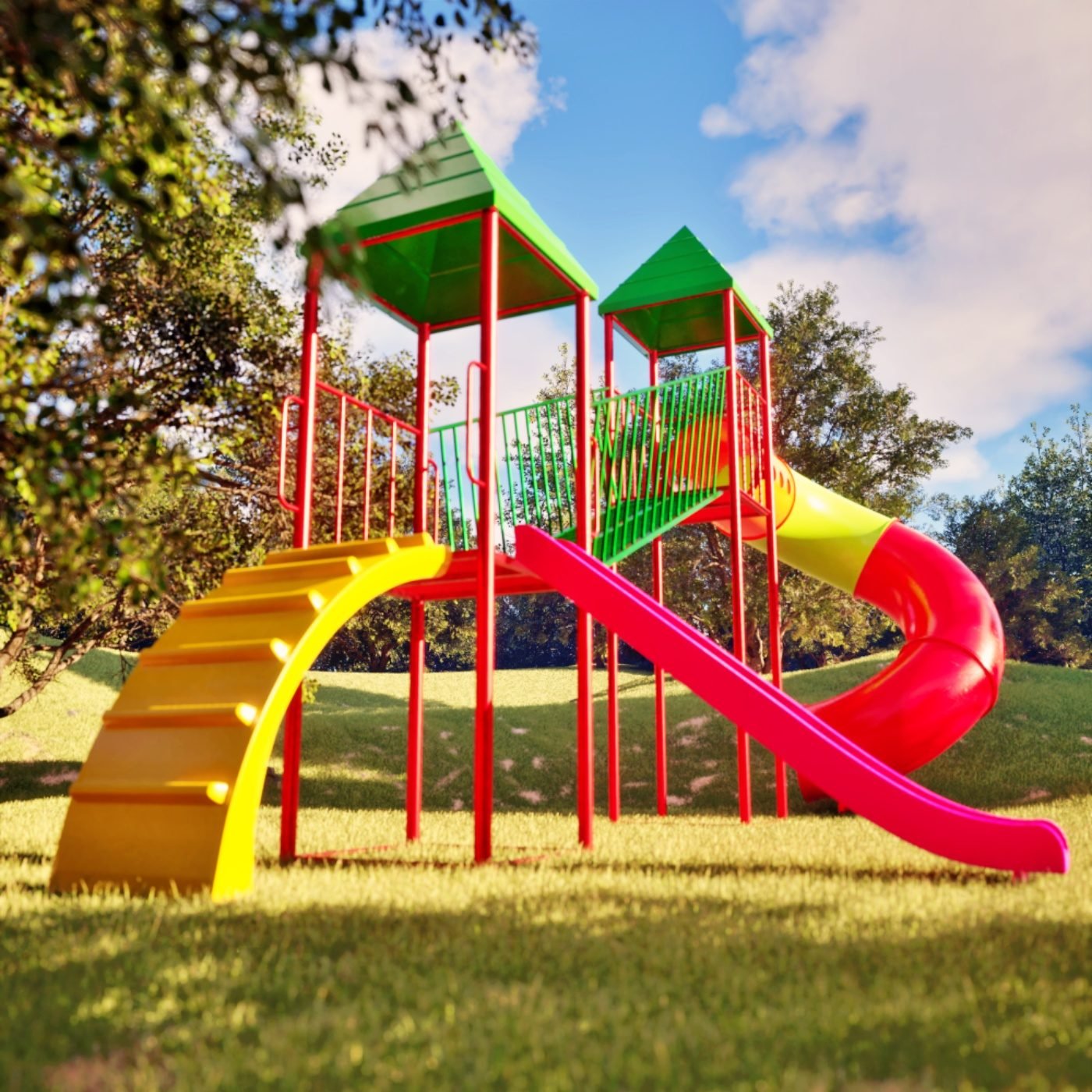 Mangrullo de dos torres con tobogán rulo (Cod 249)